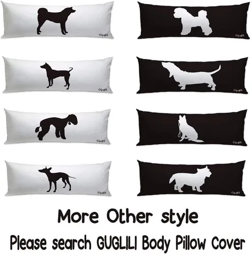 Vista 6 de Funda de almohada con silueta de galgo italiano, color blanco, con cremallera, para decoración del hogar, sofá, cama, 20 x 54 pulgadas 10