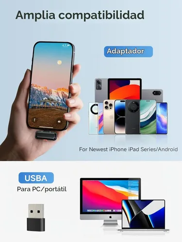 Vista 7 de BILIWAL Micrófono Lavalier inalámbrico para iPhone 15/16 y Android y PC, micrófono magnético de solapa con clip con cancelación de ruido de 2.4G