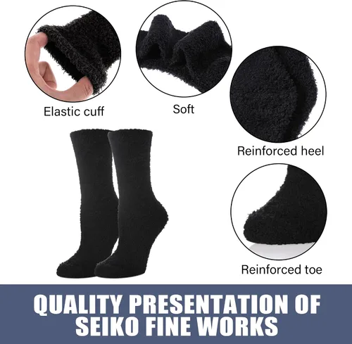 Vista 5 de Calcetines mullidos para mujer, de microfibra súper suave, mullidos, acogedores, para invierno, cálidos, mullidos