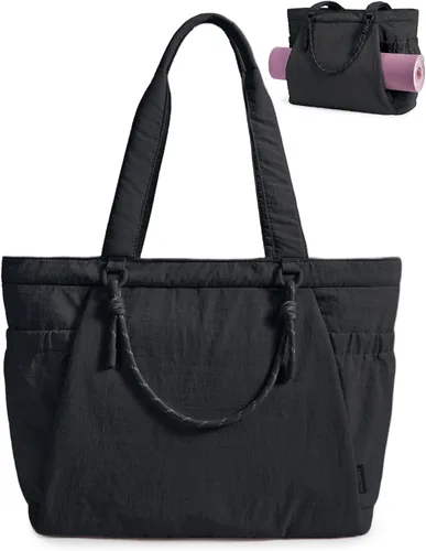 Vista 14 de BAGSMART Bolsa de yoga y pilates para mujer con asas, bolsa de gimnasio Rosa bebé