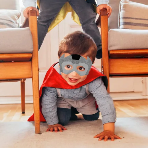 Vista 15 de Capa de disfraz para niños, capa de superhéroe con máscara y cintura, disfraces de Halloween y disfraces de fiesta