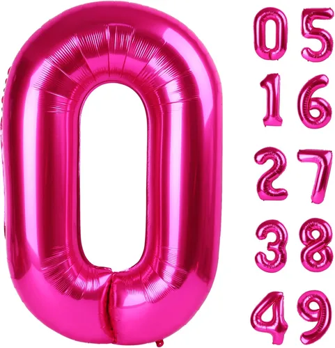 Vista 189 de Globo negro de 40 pulgadas con números del 0 al 9 (cero-nueve), globo de cumpleaños de gran tamaño, globo de helio de aluminio con números grandes