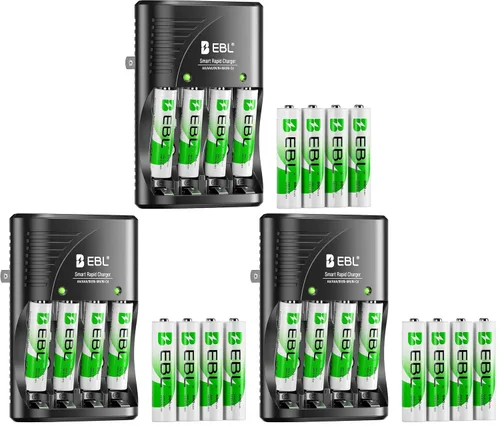Vista 10 de EBL Cargador Rápido Inteligente AA AAA para Pilas Recargables AA AAA 9V Ni-MH Ni-CD