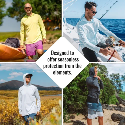 Vista 4 de Vapor Apparel Sudadera con capucha de manga larga con protección solar UPF 50+ para hombre y estilo de vida al aire libre