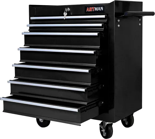 Vista 19 de Caja de herramientas con ruedas con 4 cajones, carrito de herramientas multifuncional, almacenamiento de herramientas, organizador de herramientas