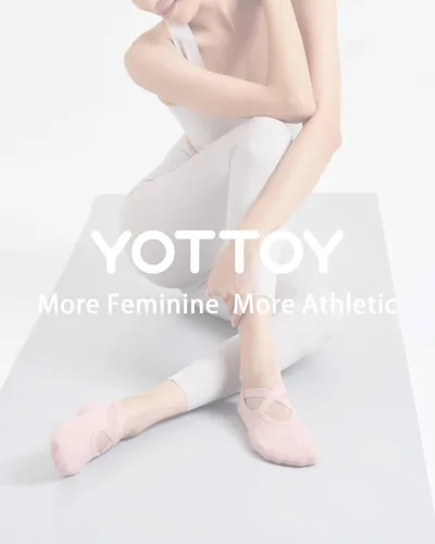 Vista 9 de YOTTOY Calcetines de yoga para mujer con agarre antideslizante para yoga, ideales para pilates, Pure Barre, fitness, ballet, talla única