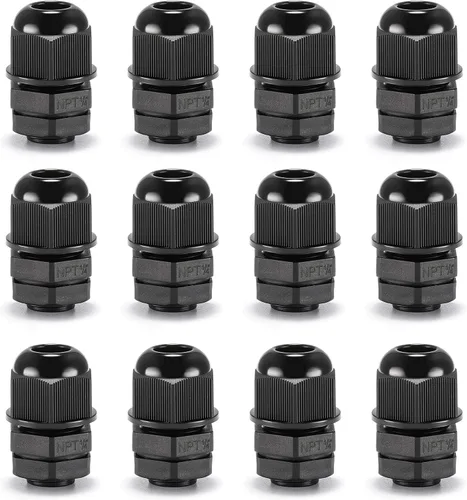 Vista 13 de QILIPSU Prensaestopas de nailon NPT de 1/2, impermeable, IP68 ajustable, para cable de 0.236-0.472 in de diámetro (1/2 NPT, 12 unidades)