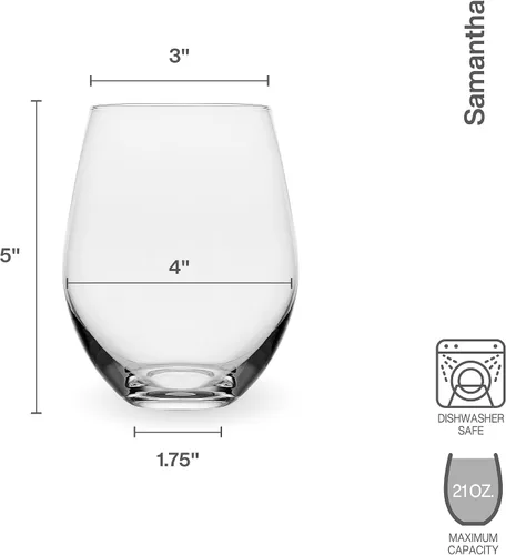 Vista 3 de Mikasa Samantha - Copas de vino sin tallo, juego de 4, 21 onzas