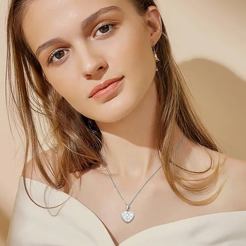 Vista 3 de SIUMAL Collares chapados en oro para mujer, collar de plata para mujer, collar de corazón delicado como regalo de cumpleaños para mujer