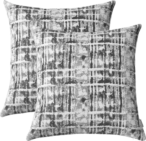 Vista 8 de Fundas de Cojines Decorativos de Jacquard para Sofá, Juego de 2, 18x18 Pulgadas, Marrón