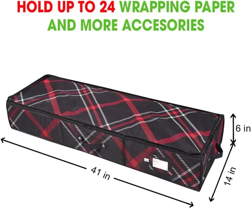 Vista 5 de Propik Contenedor de almacenamiento de papel de regalo, organizador de papel de regalo debajo de la cama, 41 x 14 x 6 pulgadas, soporte de caja