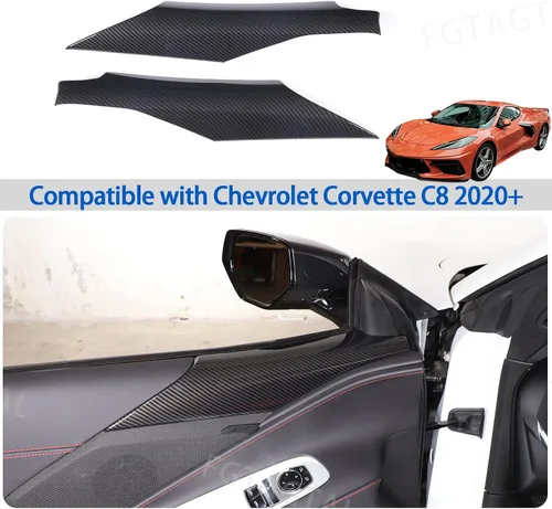 Vista 6 de Cubierta de panel inferior de pilar para puerta interior compatible con Chevrolet Corvette C8 2020-2025, borde de cubierta de reposabrazos de panel