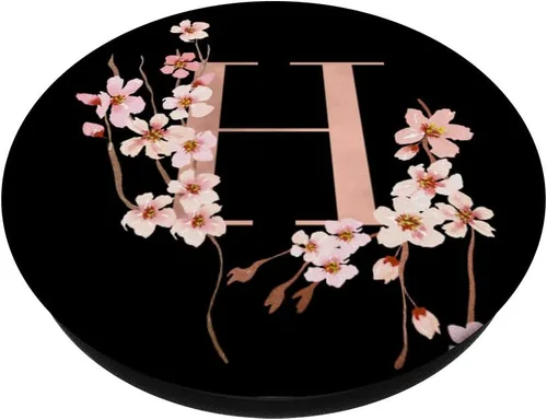 Vista 2 de Cherry Blossom - Soporte para teléfonos y tabletas, diseño de flor japonesa, Negro