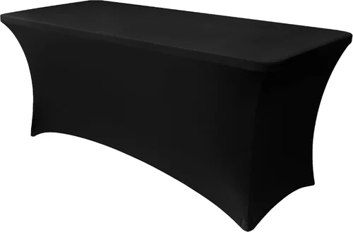 Vista 50 de Obstal Funda de mesa de elastano elástica de 4 pies para mesas plegables estándar, paquete de 2 manteles rectangulares universales ajustables
