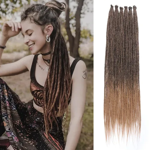 Vista 60 de Leeven Extensiones de Rastas Sintéticas de Doble Punta de 24 Pulgadas 30 Hebras Rastas Boho 613 Rubio 3 Estilos Mixtas Onduladas Rizadas DE Rastas