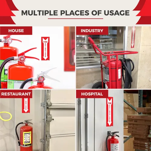 Vista 4 de Calcomanías prémium para extintor de incendios [4 unidades] – Vinilo adhesivo permanente extrema protección UV resistente a la intemperie – Uso