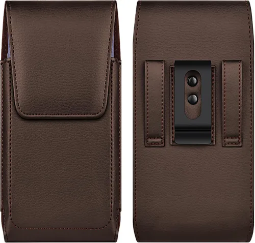 Vista 9 de Funda de cuero para teléfono celular con clip para cinturón, cierre magnético fuerte para iPhone Pro 17 16 15 14 13 12 16e, Samsung Galaxy S25 S24