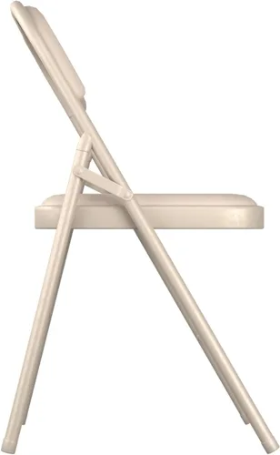 Vista 4 de Juego de 4 sillas plegables de vinilo beige con asiento acolchado
