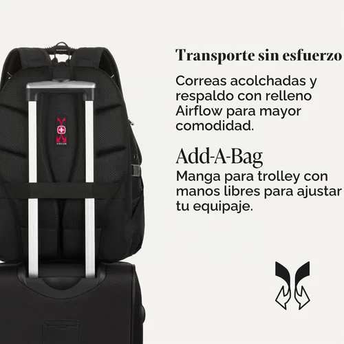 Vista 6 de SwissGear, Travel Gear 1900, Scansmart TSA, mochila para computadora portátil., talla única , Negro