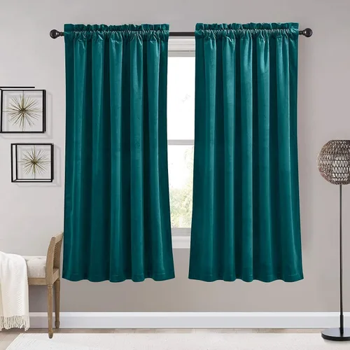 Vista 90 de RYB HOME Cortinas opacas de terciopelo para dormitorio, aislamiento térmico, privacidad, luz solar, bloqueo de calor, cortinas lujosas con bolsillo