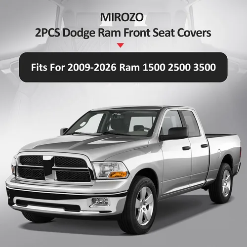 Vista 7 de MIROZO 2 piezas de fundas para asientos delanteros para Dodge Ram, cubierta impermeable para asiento de camión compatible con RAM 1500 2500 3500