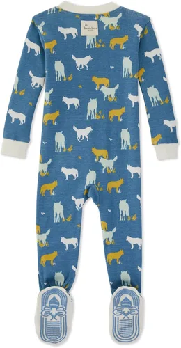 Vista 2 de Burt's Bees Baby Pijama unisex para bebé, con cremallera frontal, antideslizante, algodón orgánico, multicolor, (Wolf Pack)