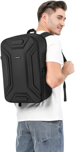 Vista 7 de MOSISO Mochila para cámara DSLR/SLR/SLR/sin espejo, impermeable, simétrica geométrica, carcasa rígida con soporte para trípode y compartimento