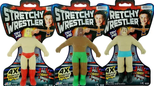Vista 2 de JA-RU Super Elastic Wrestlers (3 luchadores) - Figura de acción clásica retro blanda para niños y adultos, juguetes para niños. Juguete