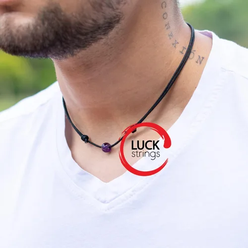 Vista 4 de Luck Strings Gargantilla de cuentas para hombres y mujeres, simple, minimalista, ligera y ajustable