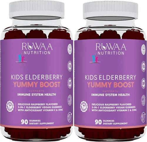 Vista 9 de RUWAA NUTRITION Vitaminas, gomitas de saúco, suplementos de zinc y vitamina C: vitaminas de apoyo inmunológico, hueso, cerebro, pulmón, piel