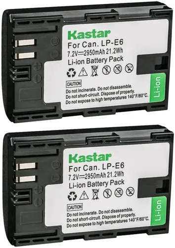 Vista 5 de Kastar Paquete de 1 batería de repuesto LP-E6 para Canon EOS 6D, EOS 6D Mark II, EOS 7D, EOS 7D SV, EOS 7D Mark II, EOS 60D, EOS 60Da, EOS 70D, EOS