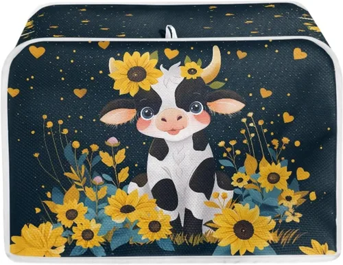 Vista 10 de Bulopur Cubierta de tostadora de 2 rebanadas de pintura de pájaros y flores, tostadora, panificadora, organizador de máquina, bolsa de protección