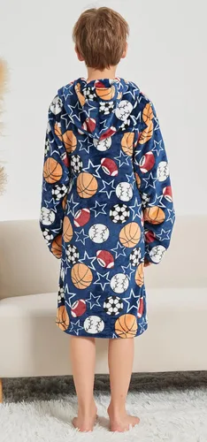 Vista 6 de Childlike Me Bata de baño de forro polar con capucha para niños de 2 a 16 años
