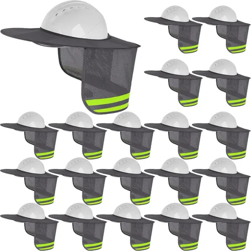 Vista 10 de Paquete de 2 protectores solares para casco duro, protector solar de malla de ala completa para cascos duros, alta visibilidad, reflectante