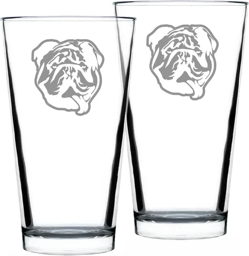 Vista 6 de Bulldog inglés personalizado, regalos de vidrio de pinta para hombres y mujeres que beben cerveza, decoración única y divertida de Bulldogs - Gafas