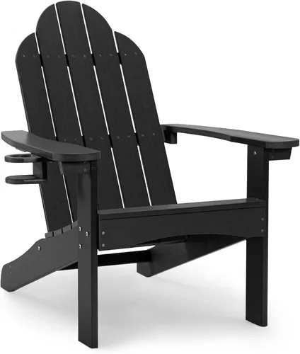 Vista 16 de LUE BONA HDPS Sillas Adirondack, 1 silla, patio exterior de larga duración para todas las estaciones, soporte para tazas oculto, 350 libras, azul