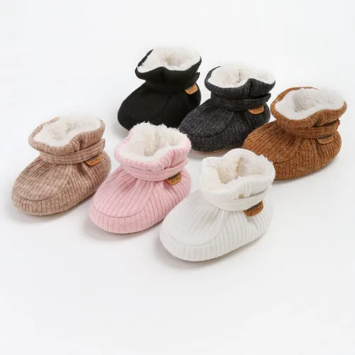 Vista 47 de Botines de forro polar para bebés, niños y niñas, pantuflas antideslizantes con agarre suave, zapatos de calcetín para recién nacidos, cuna