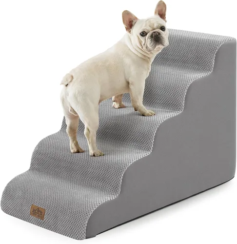 Vista 23 de COZY KISS Escaleras anchas para perros pequeños de 15.7 pulgadas de alto, escalón para mascotas para cachorros, gatos mayores, rampa curva
