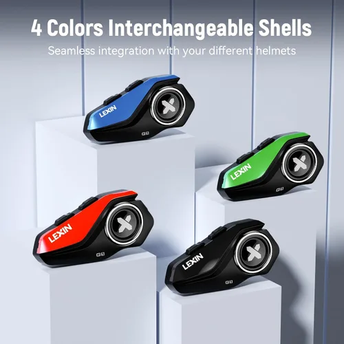 Vista 8 de Lexin G1 - Audífonos Bluetooth para motocicleta, altavoces para casco con 2 tipos de micrófonos, manos libres para llamadas/música/GPS, audífonos