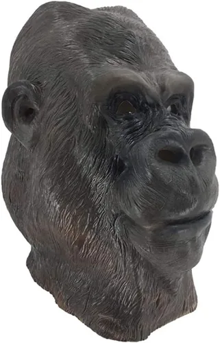 Vista 6 de Máscara de chimpancé, máscara de látex de mono, máscara de cabeza de mono gorila, máscara de cabeza de mono de Halloween, disfraz