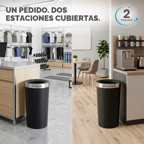 Vista 6 de SIMPLI-MAGIC Bote de basura de 16 galones (60L) con tapa abierta – Bote de basura comercial redondo – Resistente a las manchas, fácil de limpiar