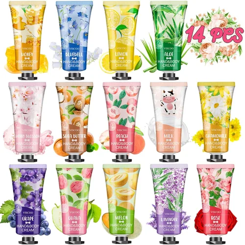 Vista 13 de VISCOO Paquete de 7 regalos de crema de manos para mujeres, regalo de agradecimiento para profesores, regalos de graduación, mini loción hidratante