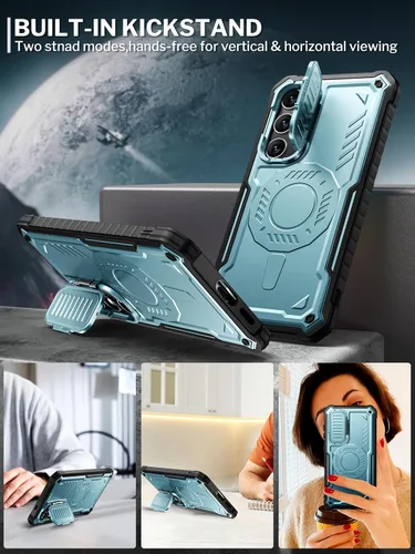 Vista 4 de ExoGuard Funda para Samsung Galaxy S24 Plus con protector de pantalla, funda protectora de goma de cuerpo completo con cubierta de cámara y función