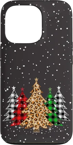 Vista 10 de Funda con diseño de árboles de Navidad con estampado de leopardo y cuadros para iPhone 16
