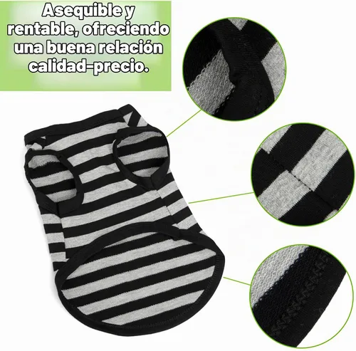 Vista 5 de Paiaite 3 piezas de camisa para perro a rayas de color oscuro, camisas sin mangas de algodón para cachorros, ropa transpirable para mascotas Paquete