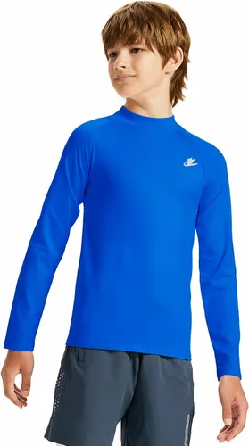 Vista 41 de DEVOROPA Youth Boys Compression Thermal Shirt Long Sleeve Kids Fleece Baselayer Soccer Baseball Undershirt Slim/Regular/Husky Cuello redondo-negro