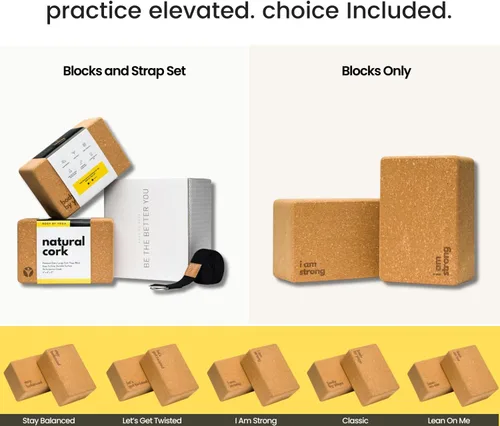 Vista 6 de Cork Yoga Blocks 2 Pack – High Density Non Slip with Select Cork Grain for Chip-Resistant Durability Extra Thick 4” for Support & Stability