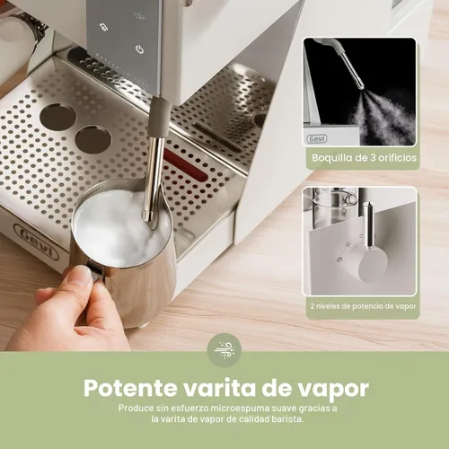 Vista 5 de Gevi - Máquina de café expreso de 20 barras con portafiltro de 2.283 in 3-Blanco