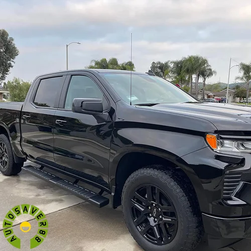 Vista 3 de Estribos compatibles con Ford F-150 SuperCrew Cab 2015-2026 y Ford F-250 F-350 Super Duty Crew Cab 2017-2024, estribos laterales de aluminio negro