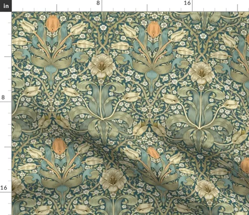 Vista 2 de Spoonflower Tela William Morris tradicional sobre algodón pétalo Patio Prado Wildflower Edwardian Uso para coser acolchar ropa decoración